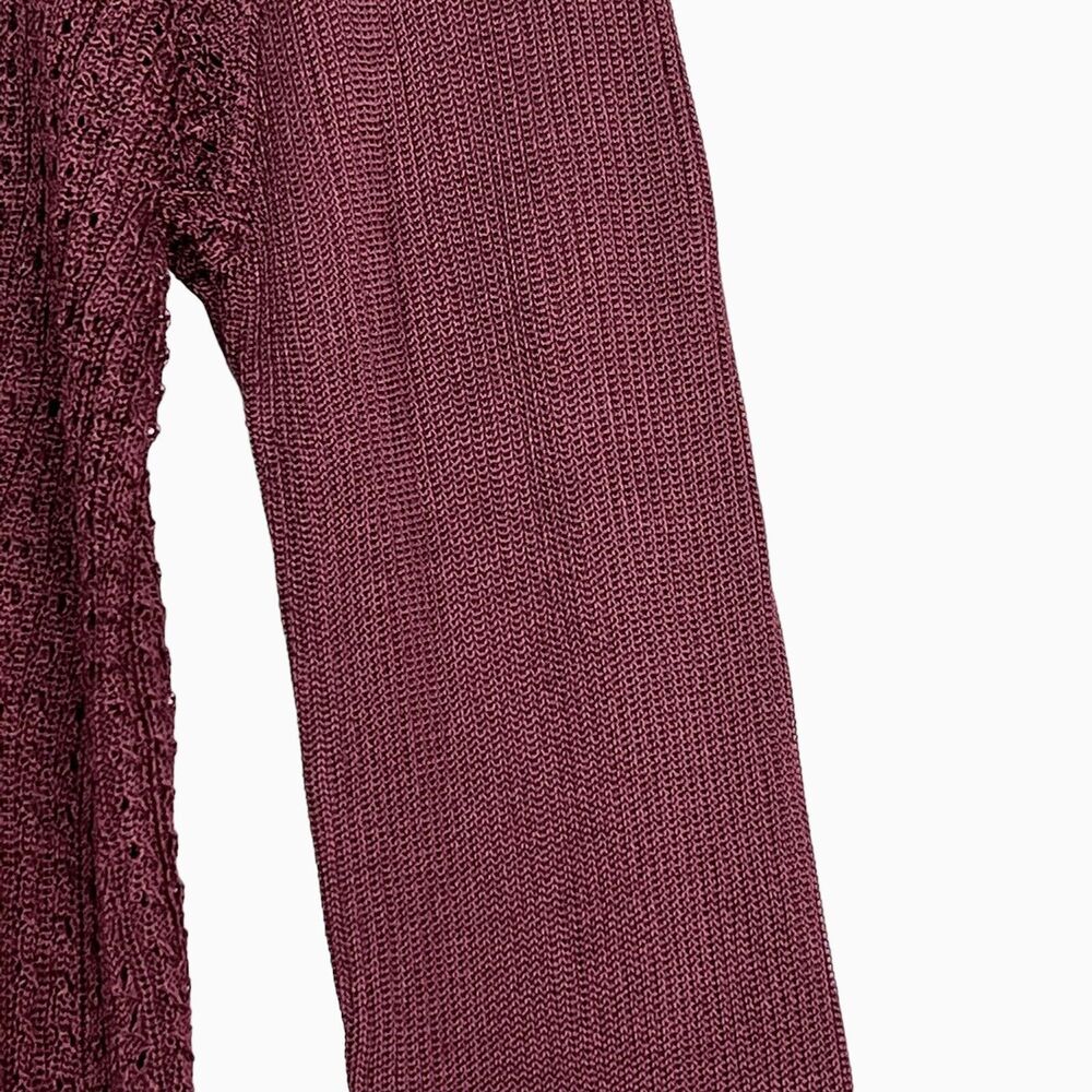 Free People H20 Crew Pullover Top Raw Garnet Sz M Ribbed Mesh Cropped Stretch - Picture 5 of 8